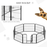 Heavy Duty Dog pen 8 Panel Pet Puppy PlayPen Rabbit Hutch Run indoor outdoor Black, 80 x 60 cm, PawHut,