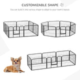 Heavy Duty Dog pen 8 Panel Pet Puppy PlayPen Rabbit Hutch Run indoor outdoor Black, 80 x 60 cm, PawHut,