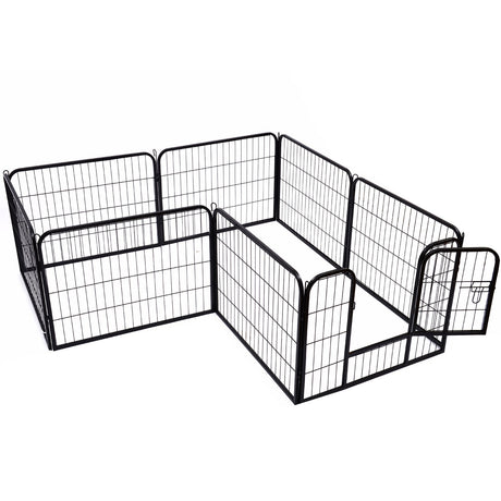 Heavy Duty Dog pen 8 Panel Pet Puppy PlayPen Rabbit Hutch Run indoor outdoor Black, 80 x 60 cm, PawHut,