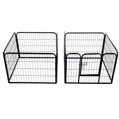 Heavy Duty Dog pen 8 Panel Pet Puppy PlayPen Rabbit Hutch Run indoor outdoor Black, 80 x 60 cm, PawHut,