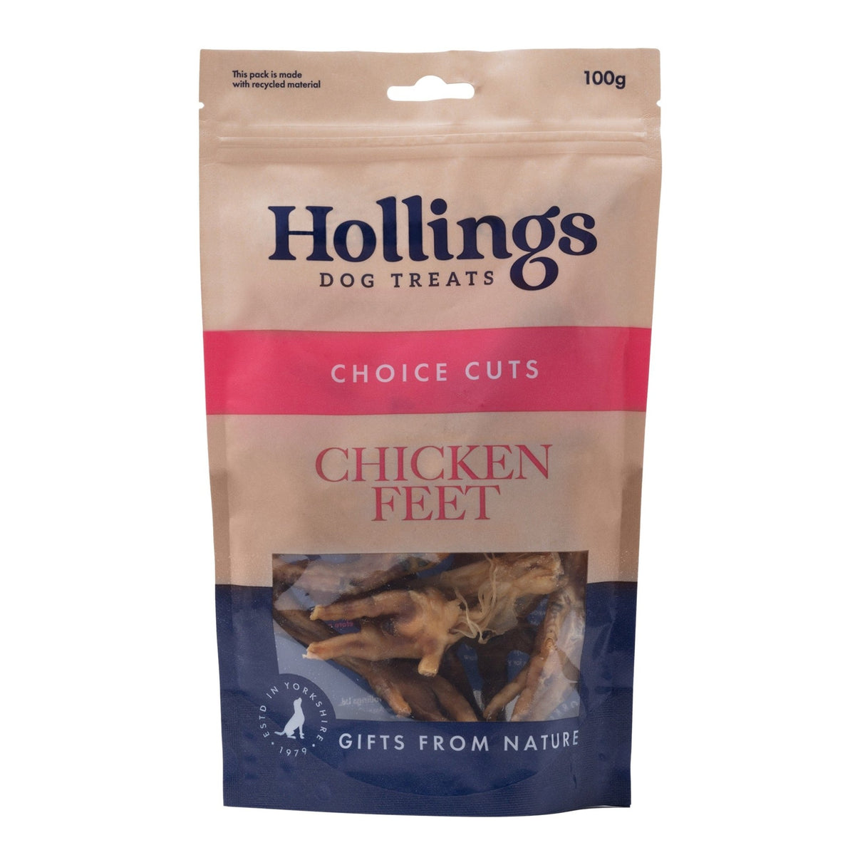 Hollings 100% Natural Chicken Feet 8 x 100g, Hollings,