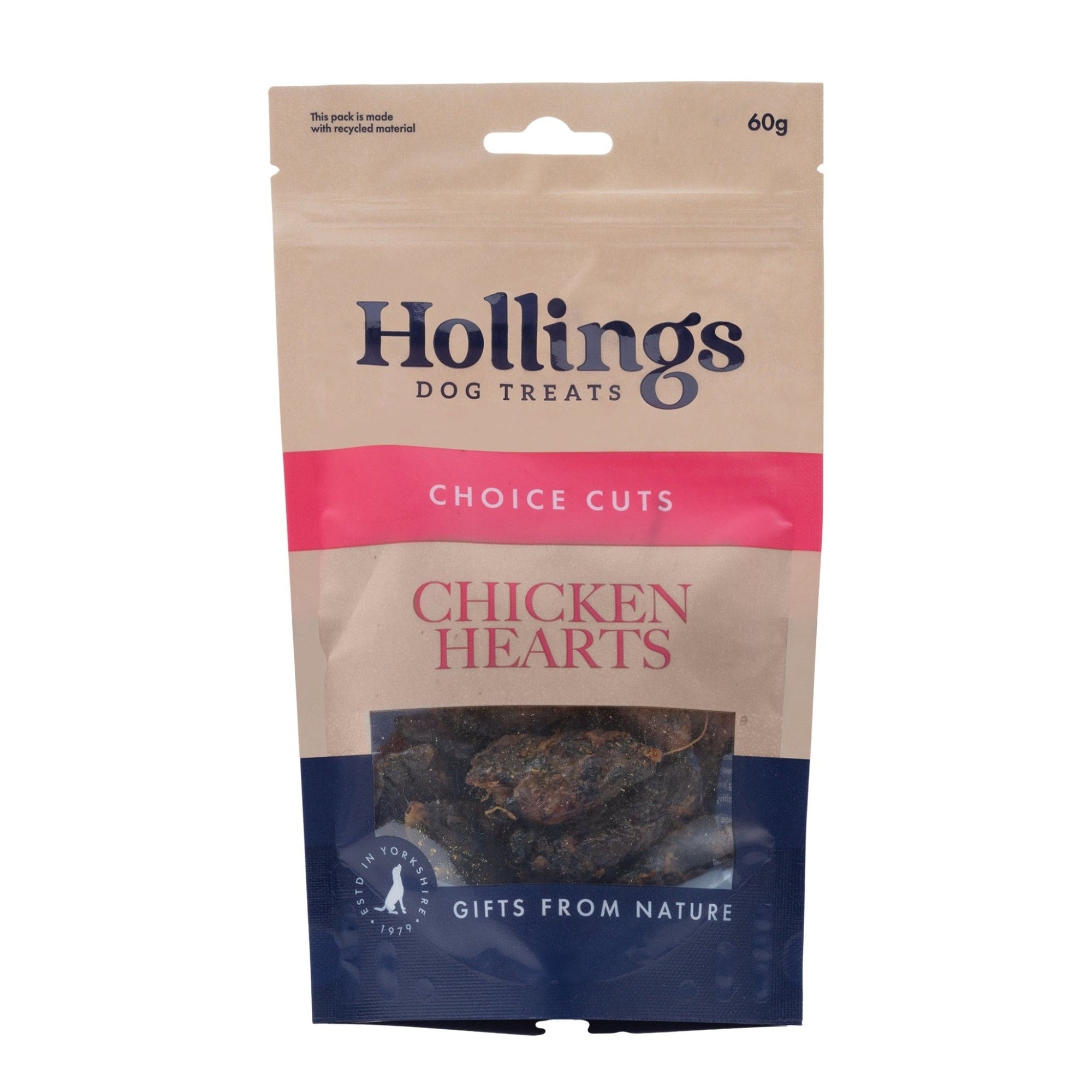 Hollings 100% Natural Chicken Hearts 12 x 60g, Hollings,
