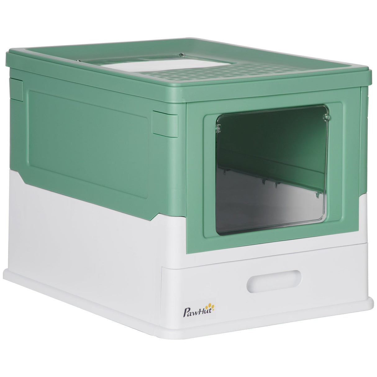 Hooded Cat Litter Box with Scoop, Easy-Clean Design, 47.5L cm, PawHut, Green