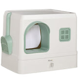 Hooded Cat Litter Tray with Drawer, Scoop, and Deodorants, PawHut,