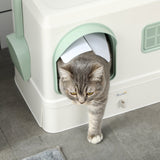 Hooded Cat Litter Tray with Drawer, Scoop, and Deodorants, PawHut,
