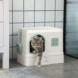 Hooded Cat Litter Tray with Drawer, Scoop, and Deodorants, PawHut,