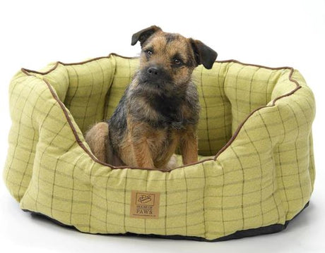 House of Paws Green Tweed Oval Snuggle Bed, House of Paws, Small