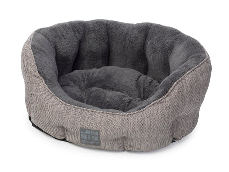 House of Paws Grey Hessian & Plush Oval Dog Bed, House of Paws, XS