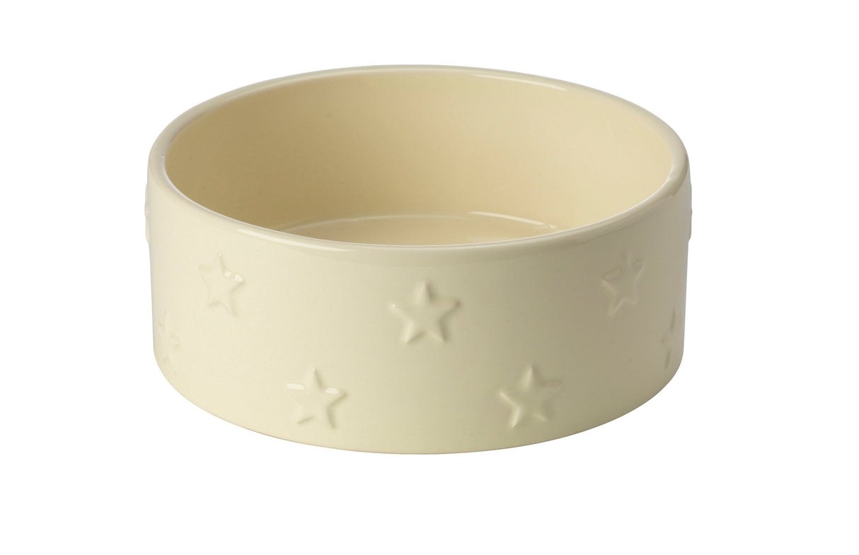 House of Paws Star Ceramic Cream Dog Bowl, House of Paws, Large