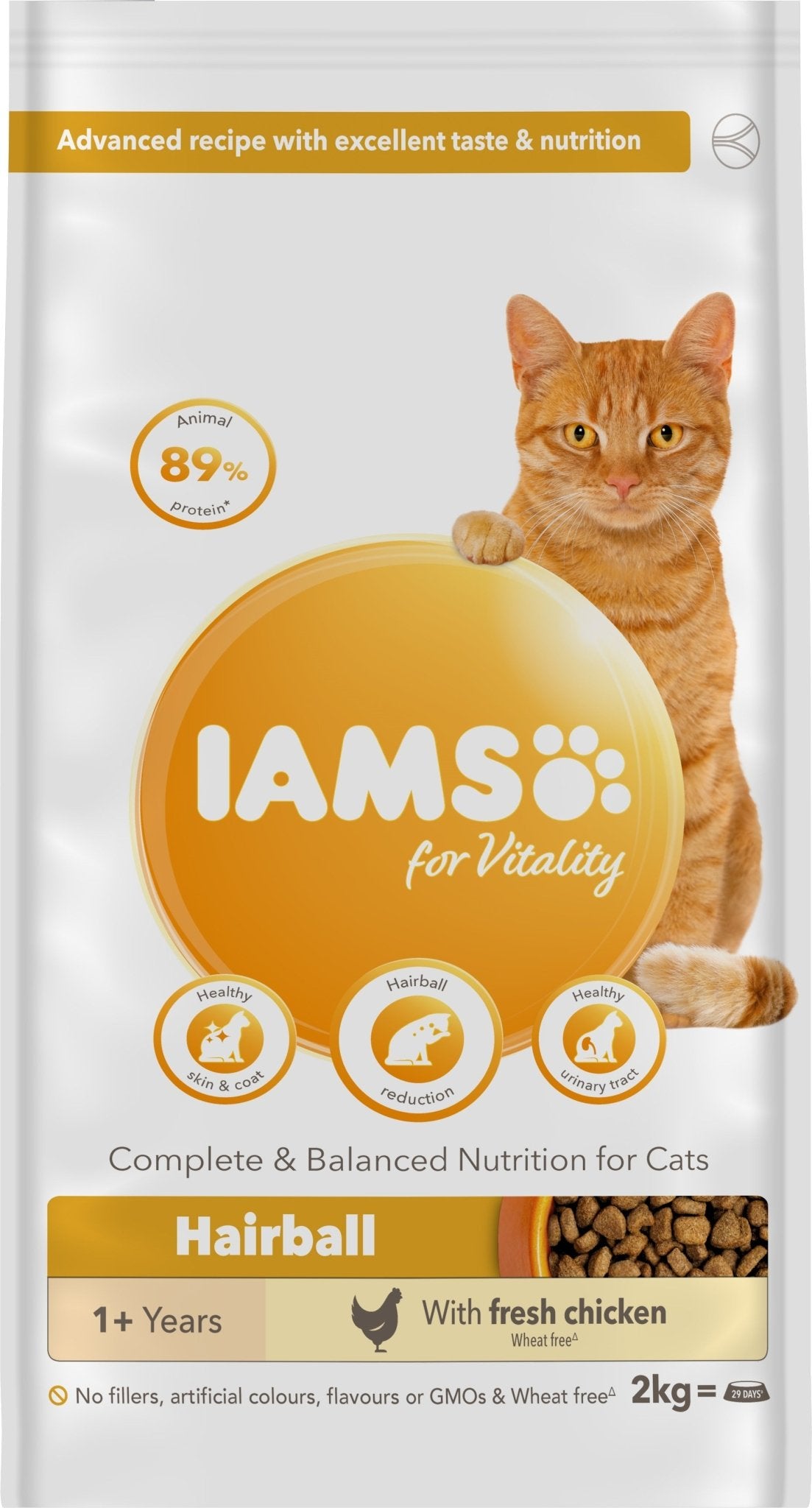 IAMS Cat Adult Vitality Hairball Chicken 2x2kg, IAMS,