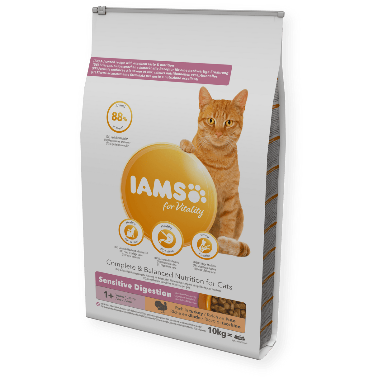 IAMS Cat Adult Vitality Sensitive Digestion Turkey, IAMS, 10 kg