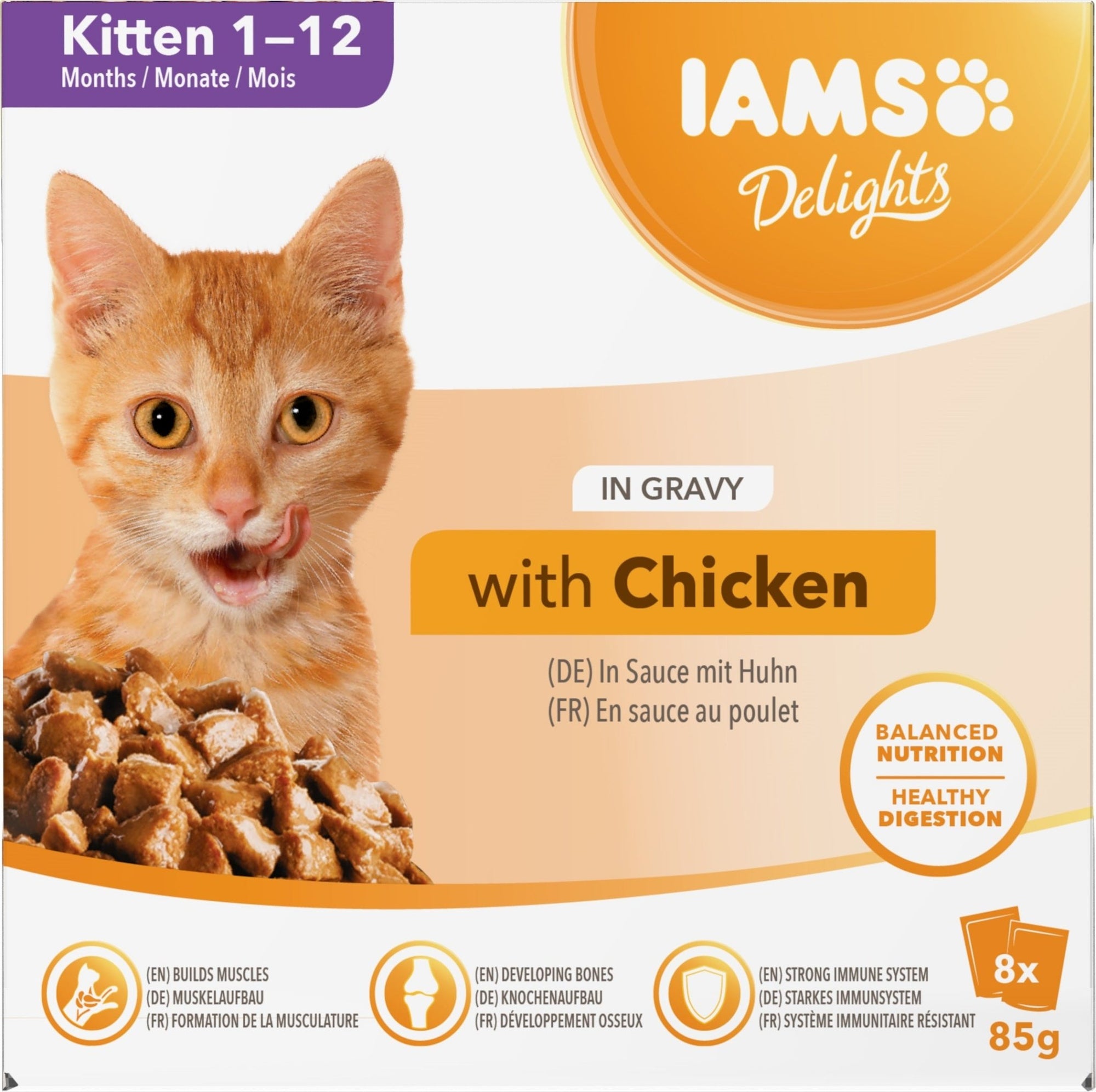 IAMS Kitten Delight Chicken in Gravy 8x85g, IAMS,
