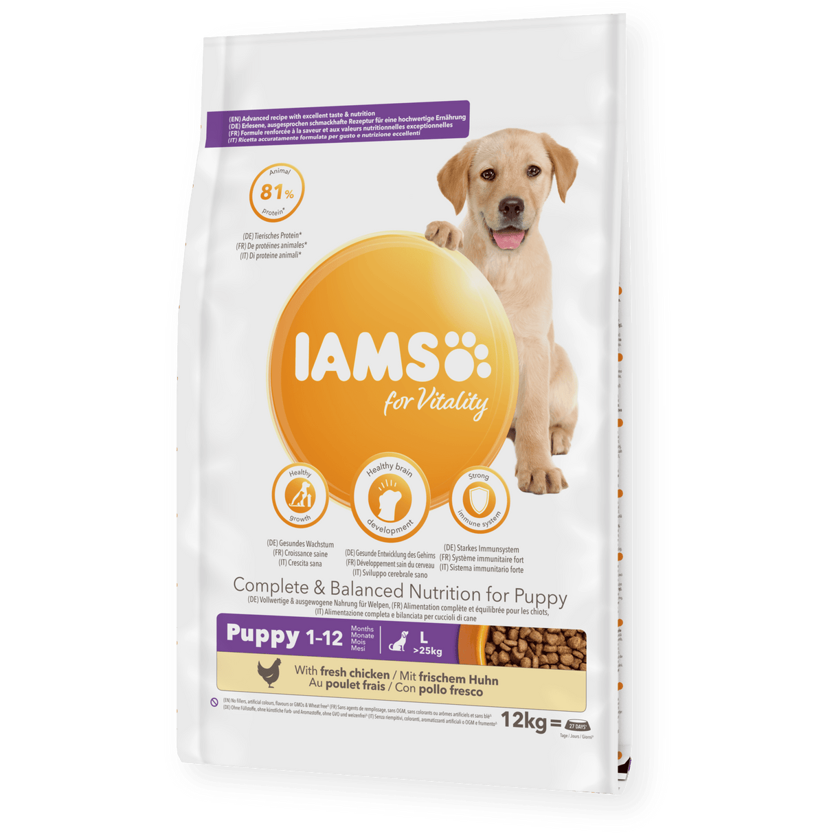 IAMS Puppy Vitality Large Breed Fresh Chicken, IAMS, 12 kg