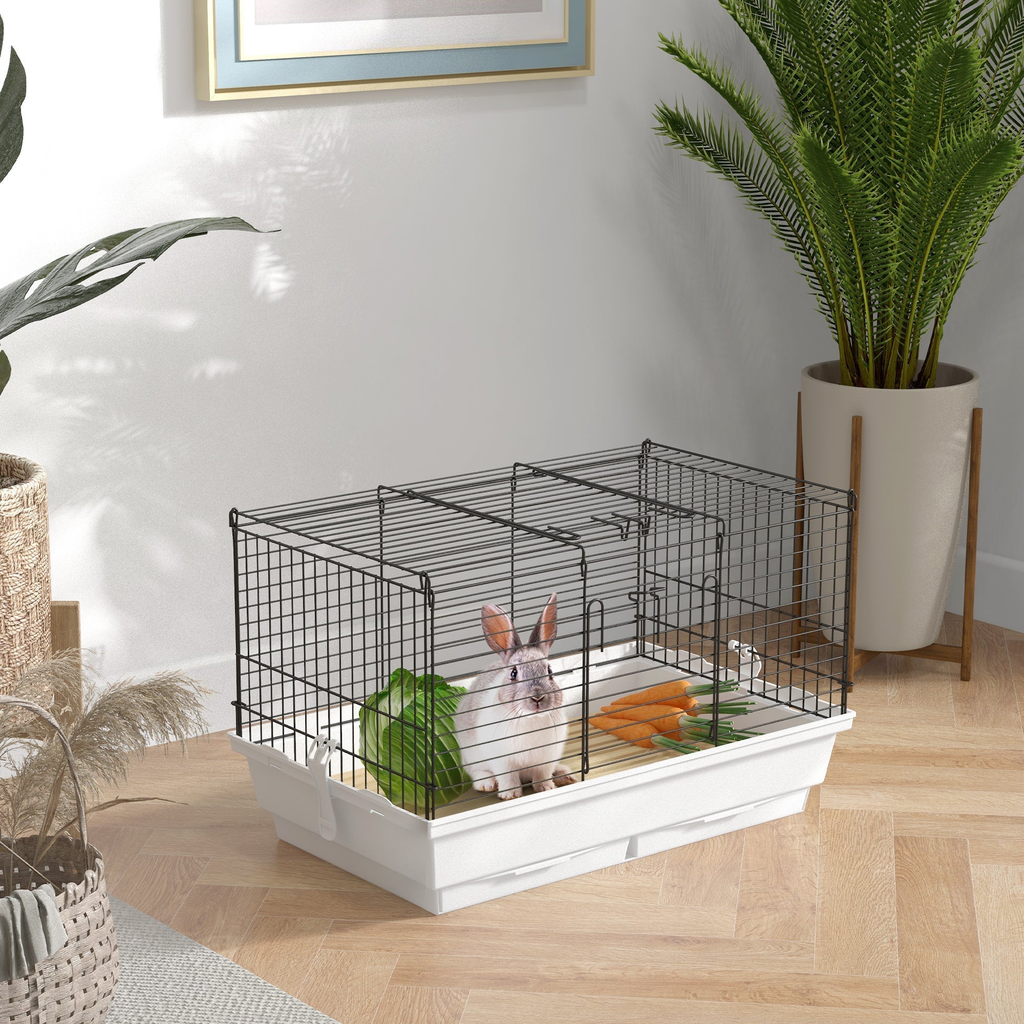 Indoor Rabbit & Guinea Pig Cage with Wooden Floor, PawHut,
