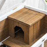 Indoor Wooden Rabbit Hutch, Guinea Pig House, Two Tier with Openable Roof, Wheels, Slide-out Tray, 91.5 x 53.3 x 73 cm, PawHut, Brown