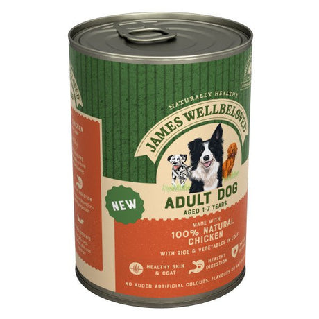 James Wellbeloved Adult Dog Chicken & Rice Loaf Tin 12x400g, James Wellbeloved,