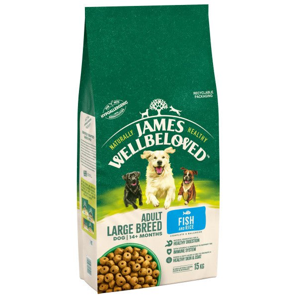 James Wellbeloved Dog Adult Large Breed Fish & Rice 15 kg, James Wellbeloved,