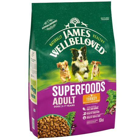 James Wellbeloved Dog Adult Superfoods Turkey, James Wellbeloved, 10 kg