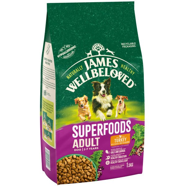 James Wellbeloved Dog Adult Superfoods Turkey, James Wellbeloved, 1.5 kg