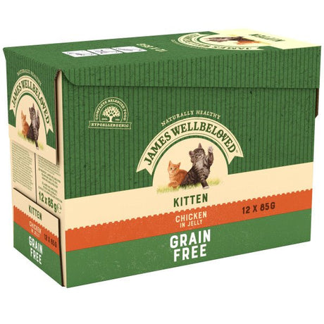 James Wellbeloved Kitten Grain Free Chicken in Jelly Pouches 4x (12x85g), James Wellbeloved,