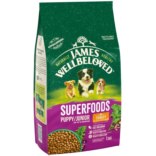 James Wellbeloved Puppy/Junior Superfoods Turkey 1.5 kg, James Wellbeloved,