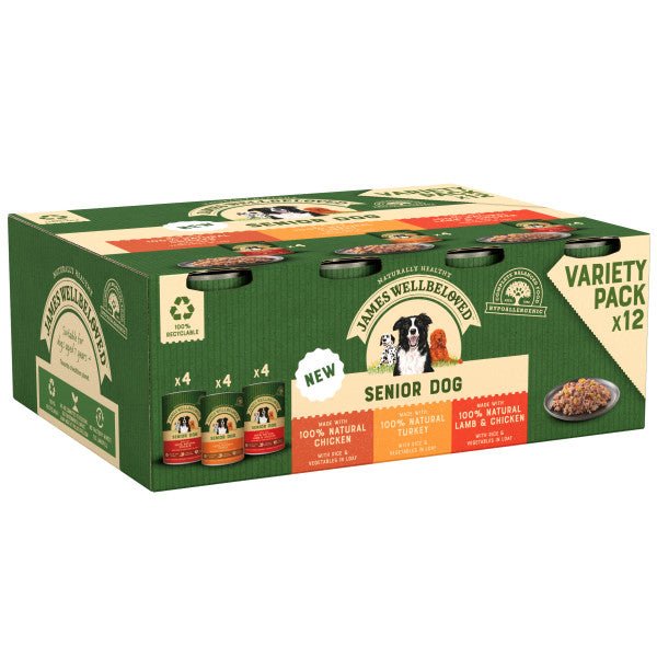 James Wellbeloved Senior Dog Variety Loaf Tin 12x400g, James Wellbeloved,