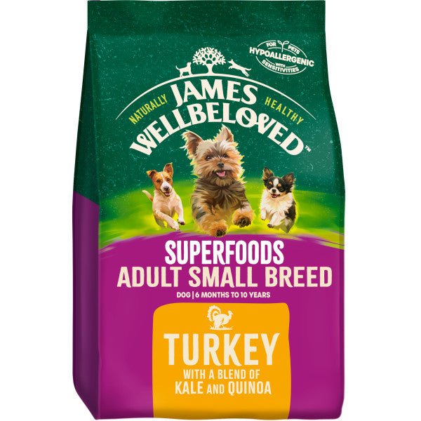 James Wellbeloved Superfoods Adult Small Breed Dry Dog Food Turkey with Kale & Quinoa 1.5 kg, James Wellbeloved,