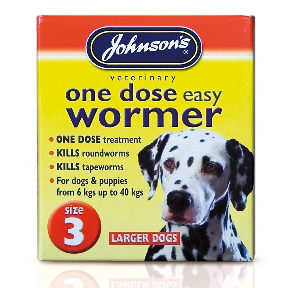 Johnsons 1 Dose Wormer Dogs Size 3(6x4Tab), Johnsons Veterinary,