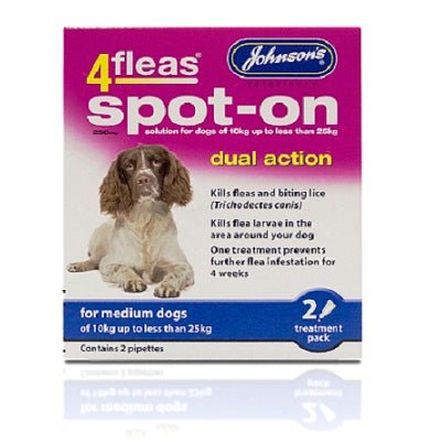 Johnsons 4Fleas Spot-On Dog 2 pipettes x 6, Johnsons Veterinary, Medium
