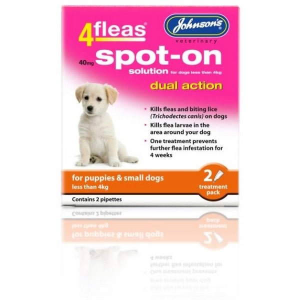 Johnsons 4Fleas Spot-On Puppies up to 4kg 2 pipettes x 6, Johnsons Veterinary,