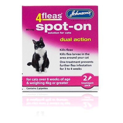Johnsons Cat 4Fleas Spot-On >4kg (2 Pipettes x6), Johnsons Veterinary,