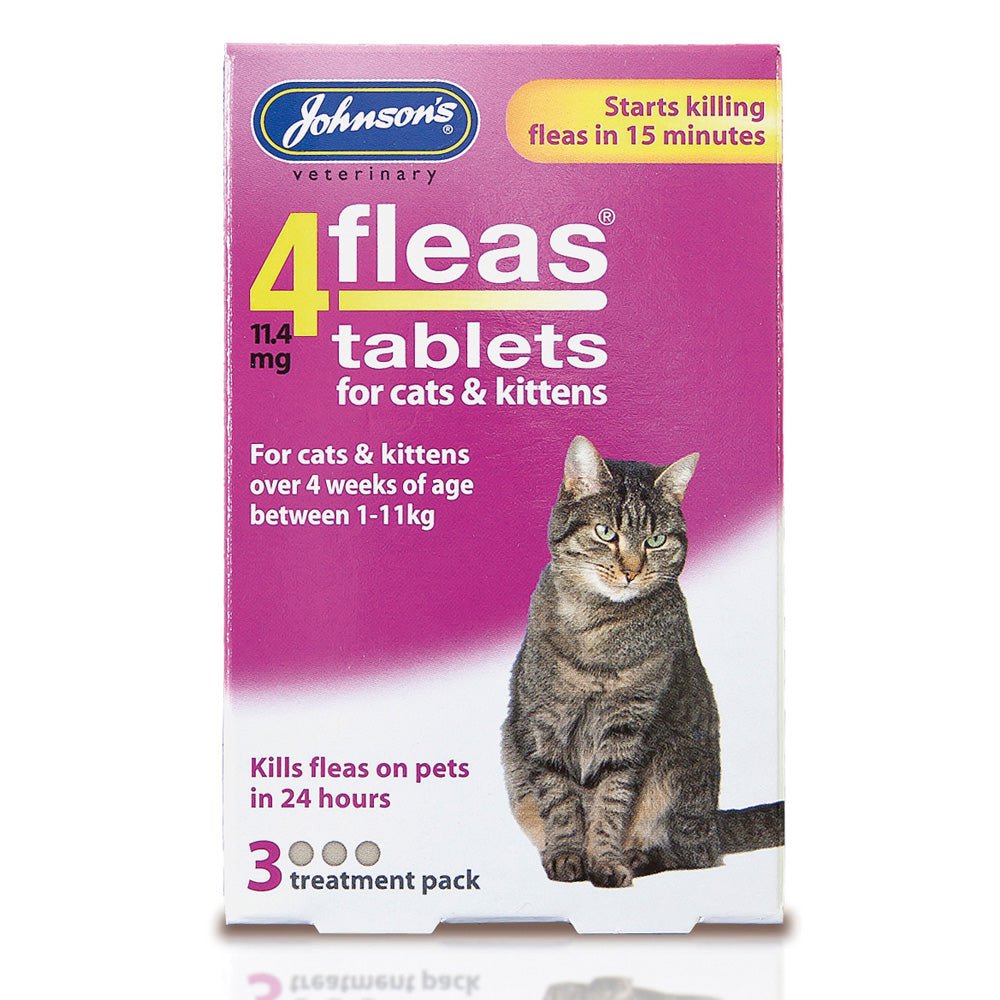 Johnsons Cat & Kitten 4Fleas 11.4mg, Johnsons Veterinary, 3 Tablets x6