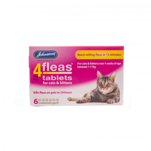 Johnsons Cat & Kitten 4Fleas 11.4mg, Johnsons Veterinary, 6 Tablets x6