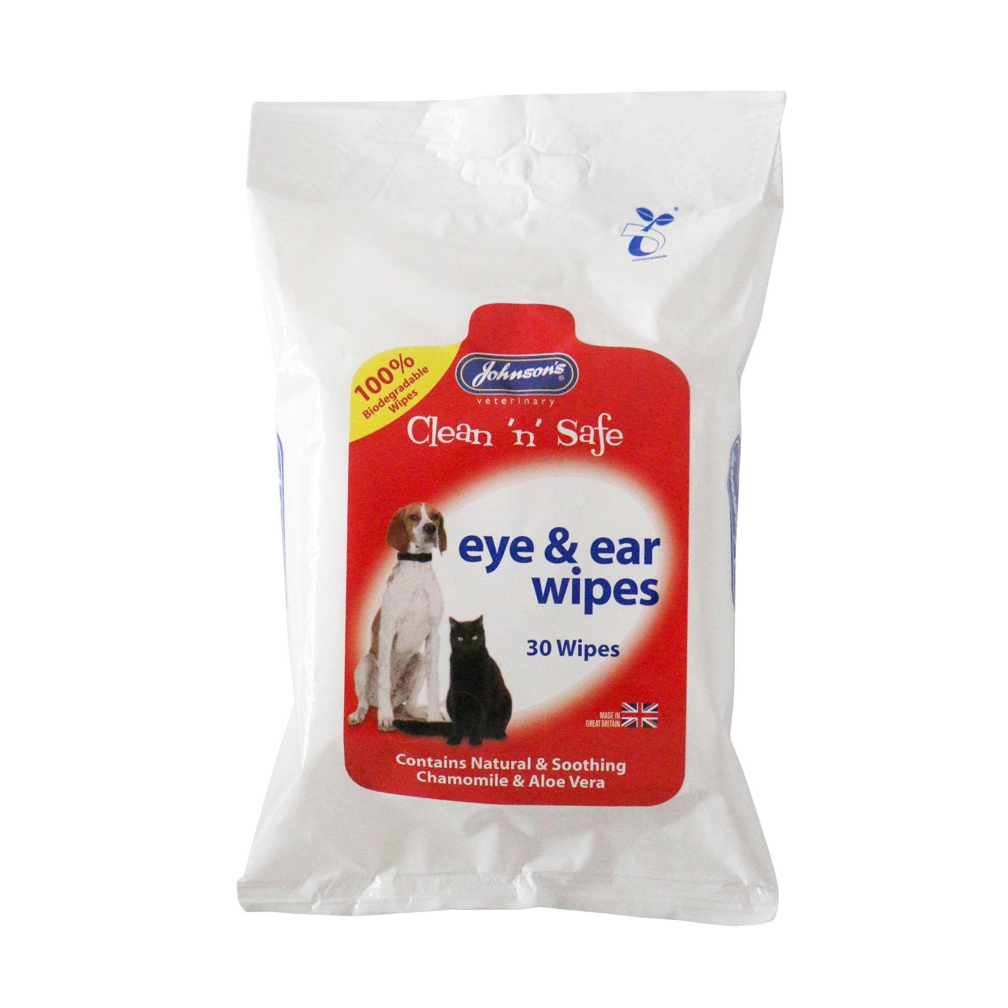 Johnsons Clean 'n' Safe Eye & Ear Wipes (6x), Johnsons Veterinary,