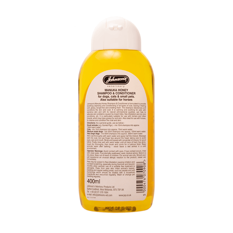 Johnsons Manuka Honey Shampoo & Conditioner - Dogs, Cats, Small Animals and Horses., Johnsons Veterinary, 400 ml