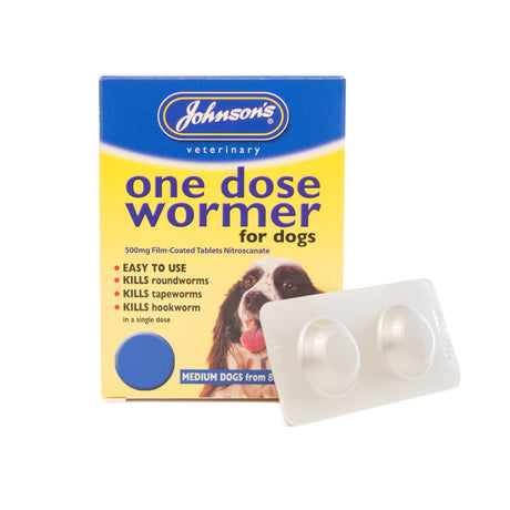 Johnsons One Dose Wormer for Medium Size Dogs - Size 2 (6x), Johnsons Veterinary,