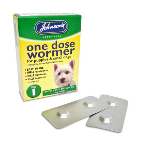 Johnsons One Dose Wormer for Puppies and Small Dogs - Size 1 (6x), Johnsons Veterinary,