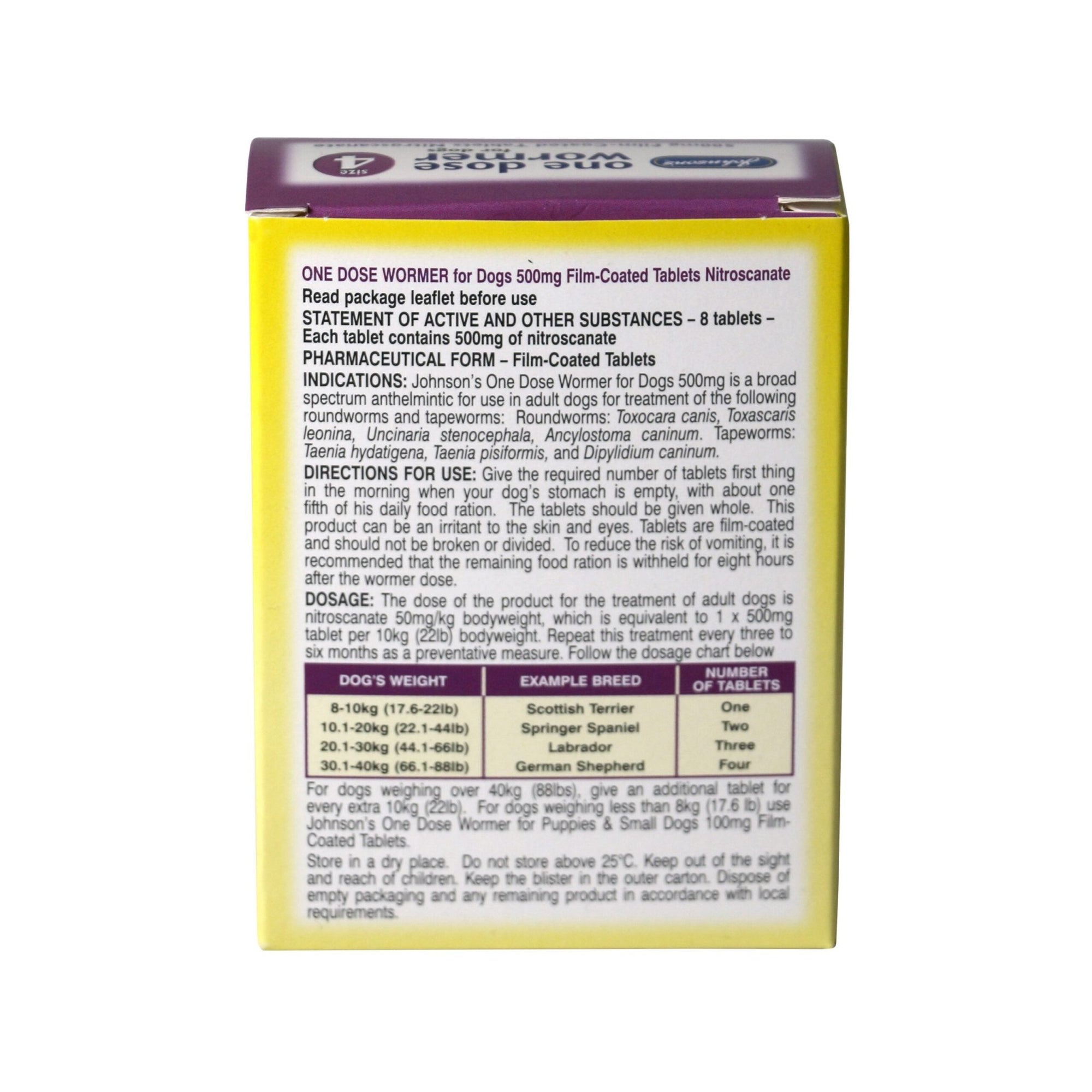 Johnsons One Dose Wormer for X-Large Dogs or Multiples - Size 4 (3x), Johnsons Veterinary,