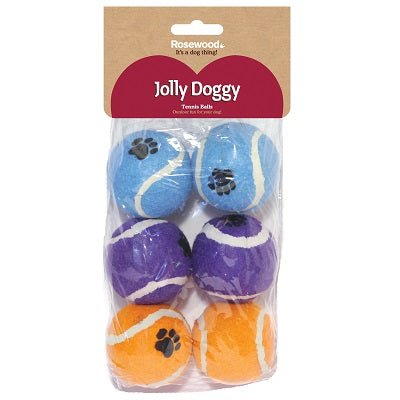 Jolly Doggy Tennis Balls 6 Pack, Rosewood,