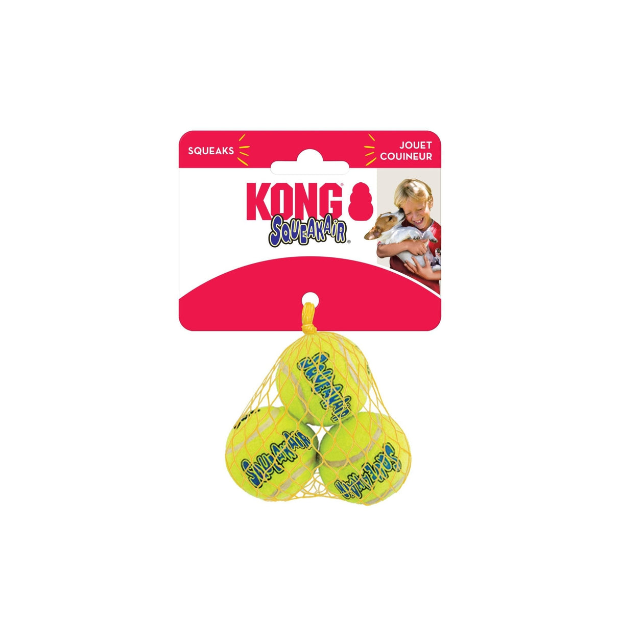 KONG Squeak Air Tennis Balls 3-Pack Dog Toy, Kong, XSmall