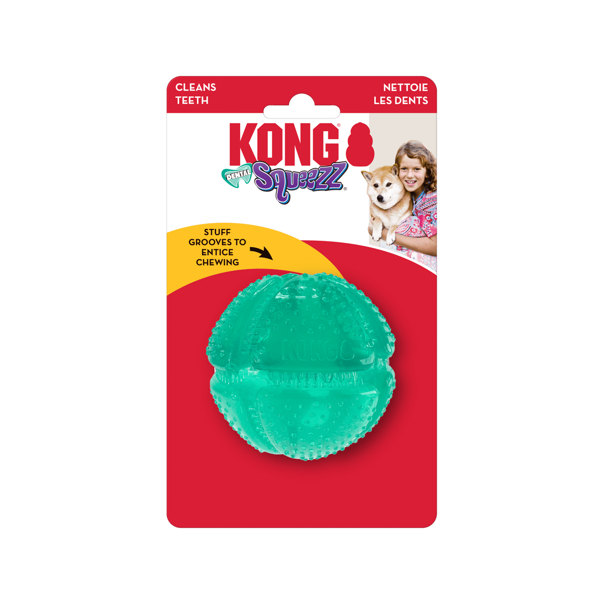KONG Squeezz Dental Ball Dog Toy, Kong,