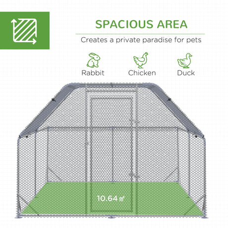 Large Chicken Run for 10-12 Birds - Walk In with Half Roof, PawHut,