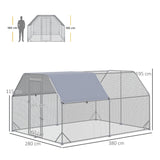 Large Chicken Run for 10-12 Birds - Walk In with Roof, PawHut,