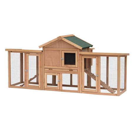 Large Hen House with Run: Nesting Box, Ramps - 204x85x93cm, PawHut,