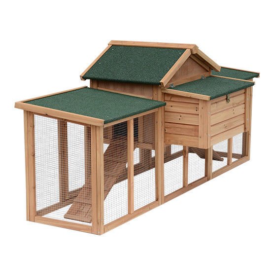 Large Hen House with Run: Nesting Box, Ramps - 204x85x93cm, PawHut,