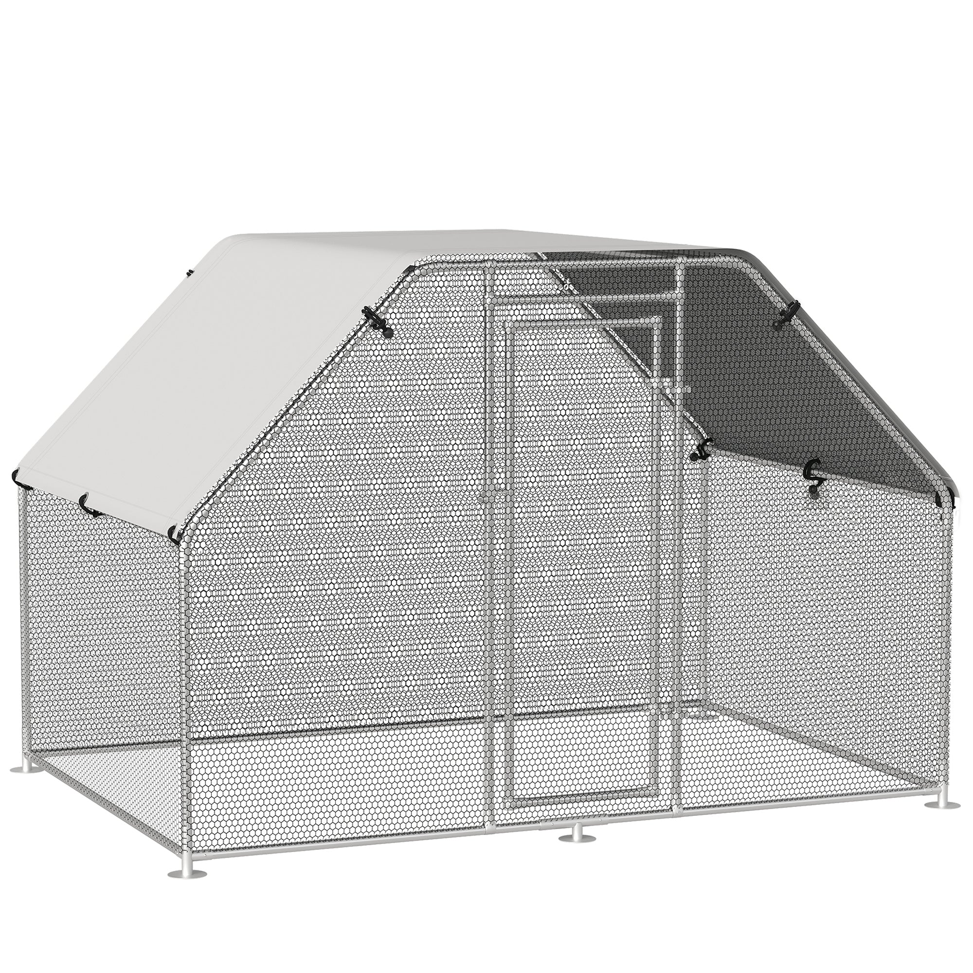 Large Outdoor Metal Chicken Run Cage with Cover, PawHut,