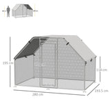 Large Outdoor Metal Chicken Run Cage with Cover, PawHut,