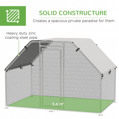 Large Outdoor Metal Chicken Run Cage with Cover, PawHut,