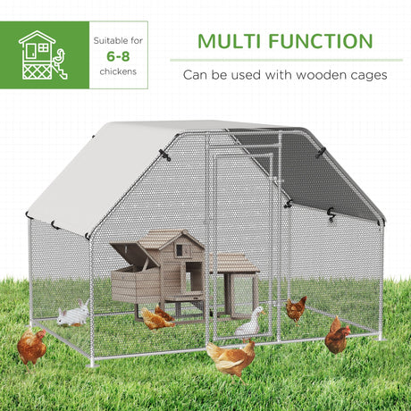 Large Outdoor Metal Chicken Run Cage with Cover, PawHut,