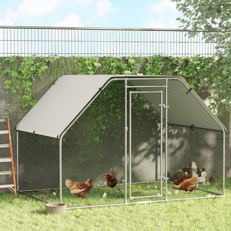 Large Outdoor Metal Chicken Run Cage with Cover, PawHut,